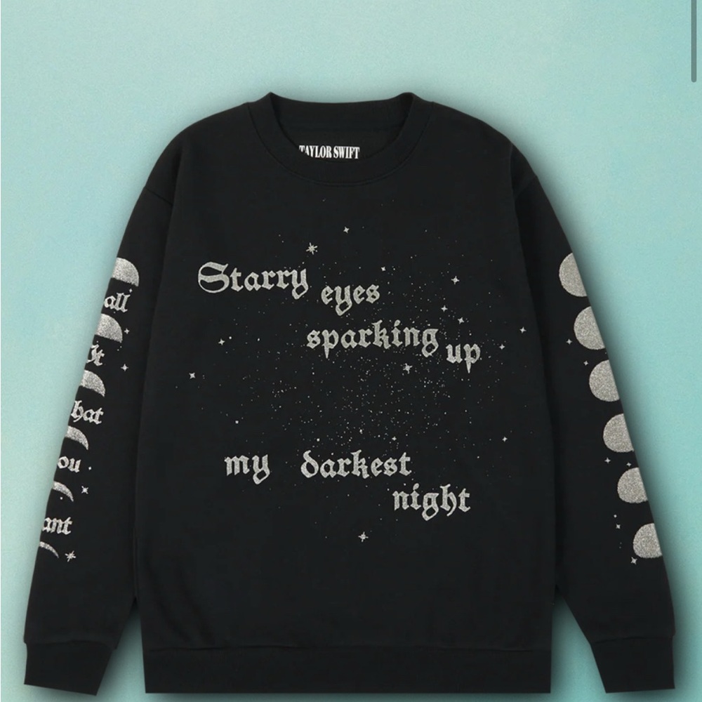 Taylor Swift  ⭐️ AUTHENTIC Black Silver DARKEST NIGHTS NWT NEW Crew sweatshirt